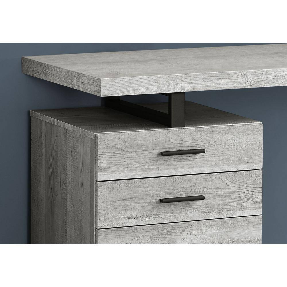 Transitional Black/Gray Wood Home Office Desk with 3 Drawers