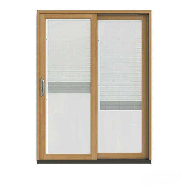 JELD-WEN 60 in. x 80 in. W-2500 Contemporary Brown Clad Wood Right-Hand Full Lite Sliding Patio Door w/Stained Interior