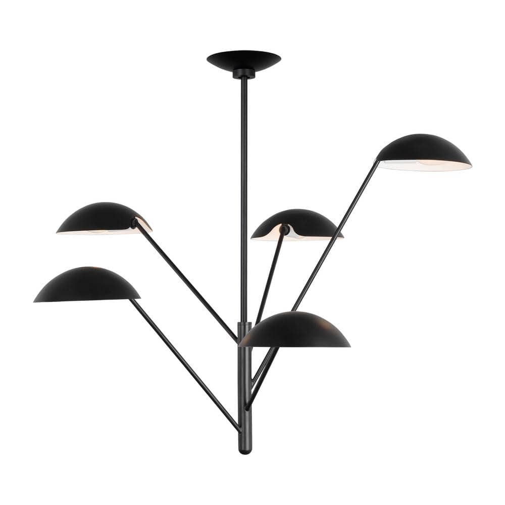 Nevel 5-Light Aged Iron Mid-Century Modern Chandelier