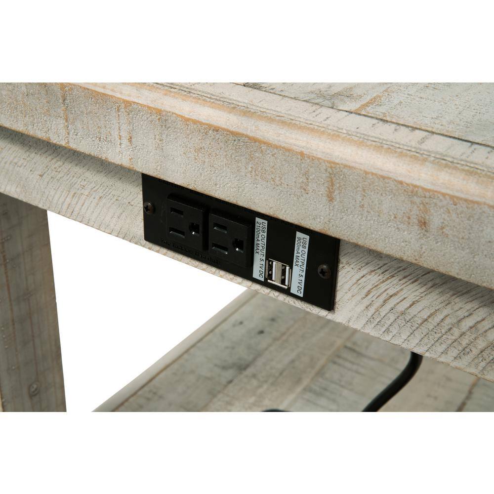Contemporary Gray Rectangular End Table with Storage