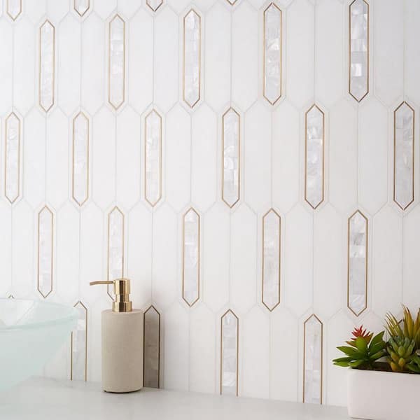 パ*ピ様 値下　ほぼ新品PEARL MINTK14 WHITE GOLD50cm Ivy Hill Tile Zip Pearl 11.65 in. x 13.62 in. Polished Marble and