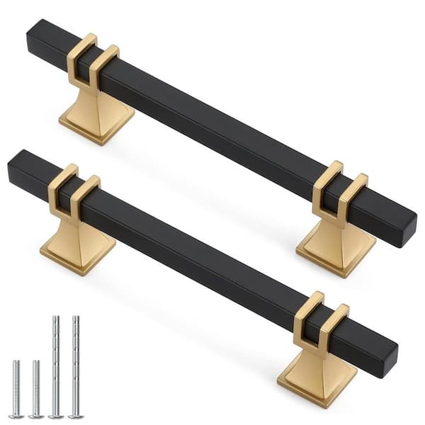 10-Pack 4 in. Black and Gold Cabinet Pulls, Kitchen Cabinet Handles, Dresser Drawer Pulls, Kitchen Cabinet Hardware