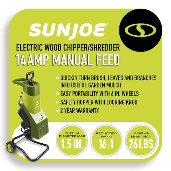 Sun Joe 1.5 in. 14 Amp Electric Wood Chipper/Shredder CJ601E - The