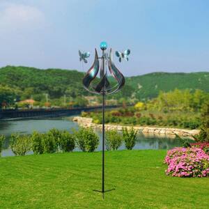 show original title Details about   Gartendeko wind generator Wind Chime Wind Mill Balcony Terrace Double Flower 3D Pink Green 
