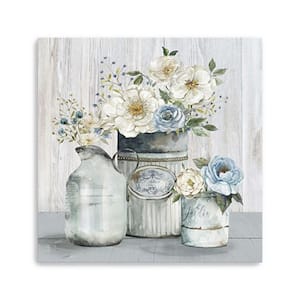 Victoria Rustic Grey Flowers by Unknown 1-Piece Giclee Unframed Nature Art Print 40 in. x 40 in.