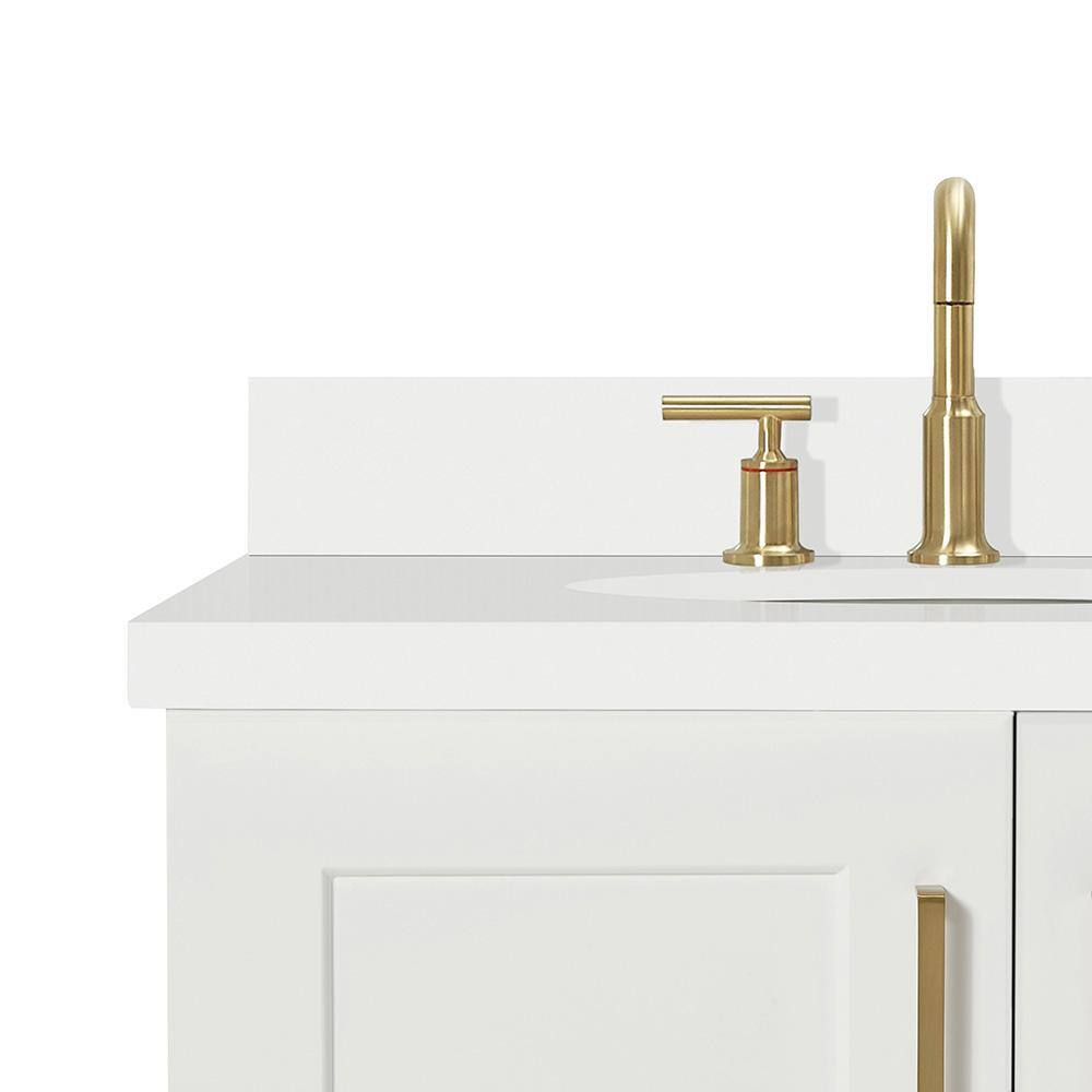 Taylor 30" White Freestanding Vanity Cabinet with Brass Hardware