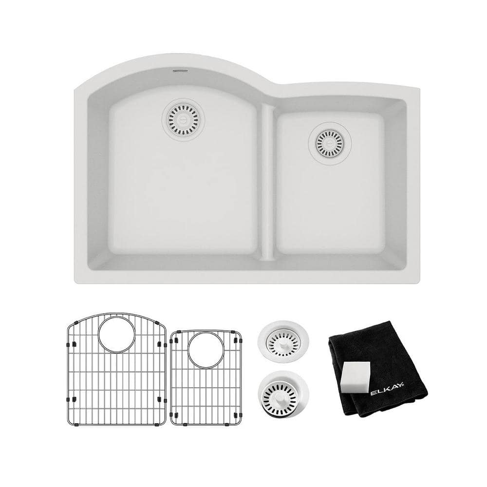 UPC 094902127781 product image for Quartz Classic  33in. Undermount 2 Bowl  White Granite/Quartz Composite Sink w/  | upcitemdb.com