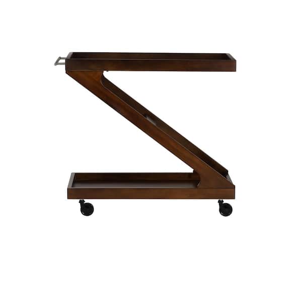 Linon Home Decor Zuni Z Walnut Brown Bar Cart with 2-Shelves