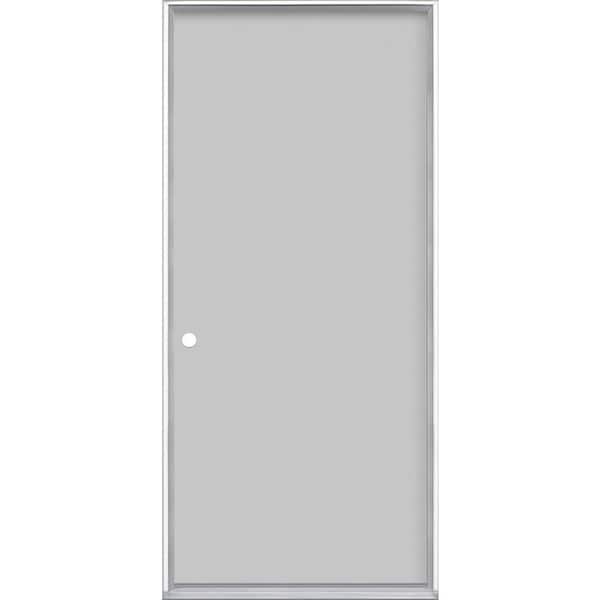 Masonite 36 in. x 80 in. Utility Flush Right-Hand Inswing Primed Steel Prehung Front Exterior Door No Brickmold