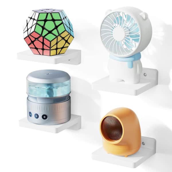 5 in. W x 5 in. D White Wood Decorative Wall Shelf for Decoration and Storage Set of 4