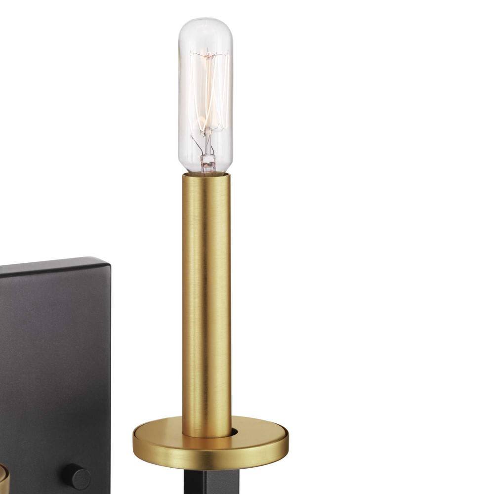Blakely Graphite and Satin Brass 2-Light Wall Sconce