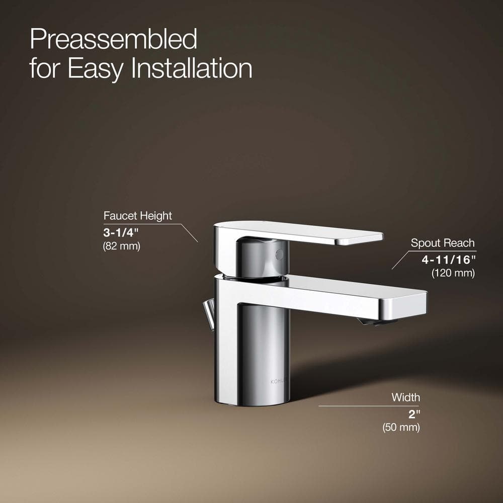 Parallel Polished Chrome Single Hole Bathroom Faucet