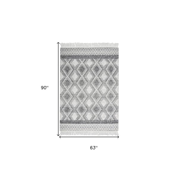 5 ft. x 8 ft. Teal Ivory And Gray Floral Medallion Flatweave Handmade Area Rug With Fringe