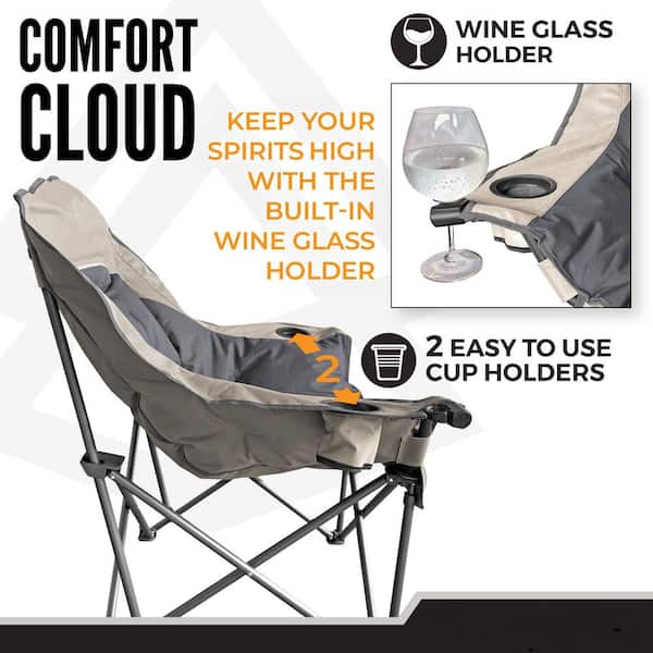 MOEPISY Oversized Camping Chair for Adults, Heavy Duty Outdoor Seat with Plush Padding, Supports 400 Black and Tan 0C3WNLC7P