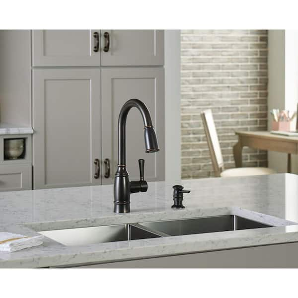 Noell Single-Handle Pull-Down Sprayer Kitchen Faucet with Reflex, Soap Dispenser and Power Clean in Mediterranean Bronze