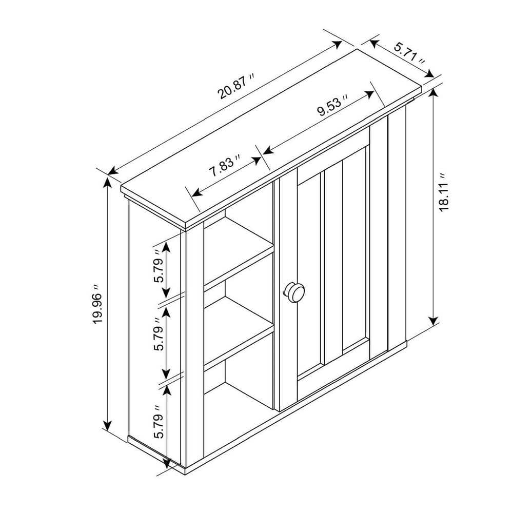 White MDF Bathroom Wall Cabinet with Adjustable Shelves
