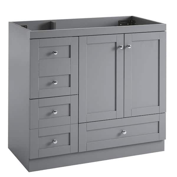 Draxel 35 in. W Modern Freestanding Bath Vanity Cabinet without Top in Gray with 4 Drawers and Soft Closing Doors