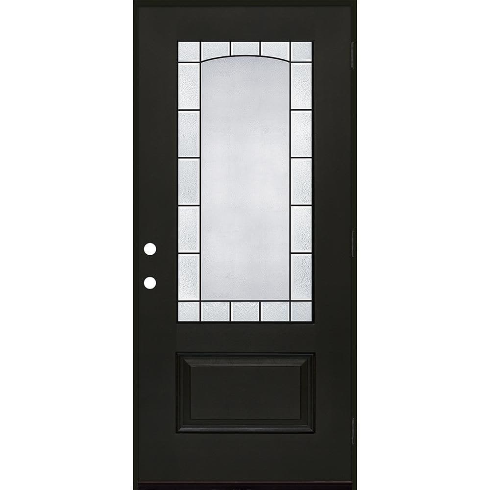 Regency 36 in. x 80 in. 3/4L Empire Decorative Glass LHOS Onyx Fiberglass Prehung Front Door with 6-9/16 Jamb price history on PriceWatchPro