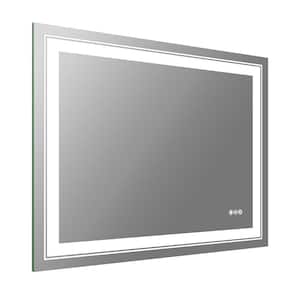 40 in. W x 32 in. H Rectangular Frameless Dimmable LED Light Anti-Fog Wall Bathroom Vanity Mirror Super Bright