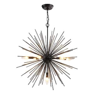 Augusta 7 -Light Gold Sputnik Sphere Chandelier with Wrought Iron Accents