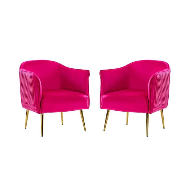 JAYDEN CREATION Juliis Fushia Barrel Chair with Metal Legs (Set of 2)