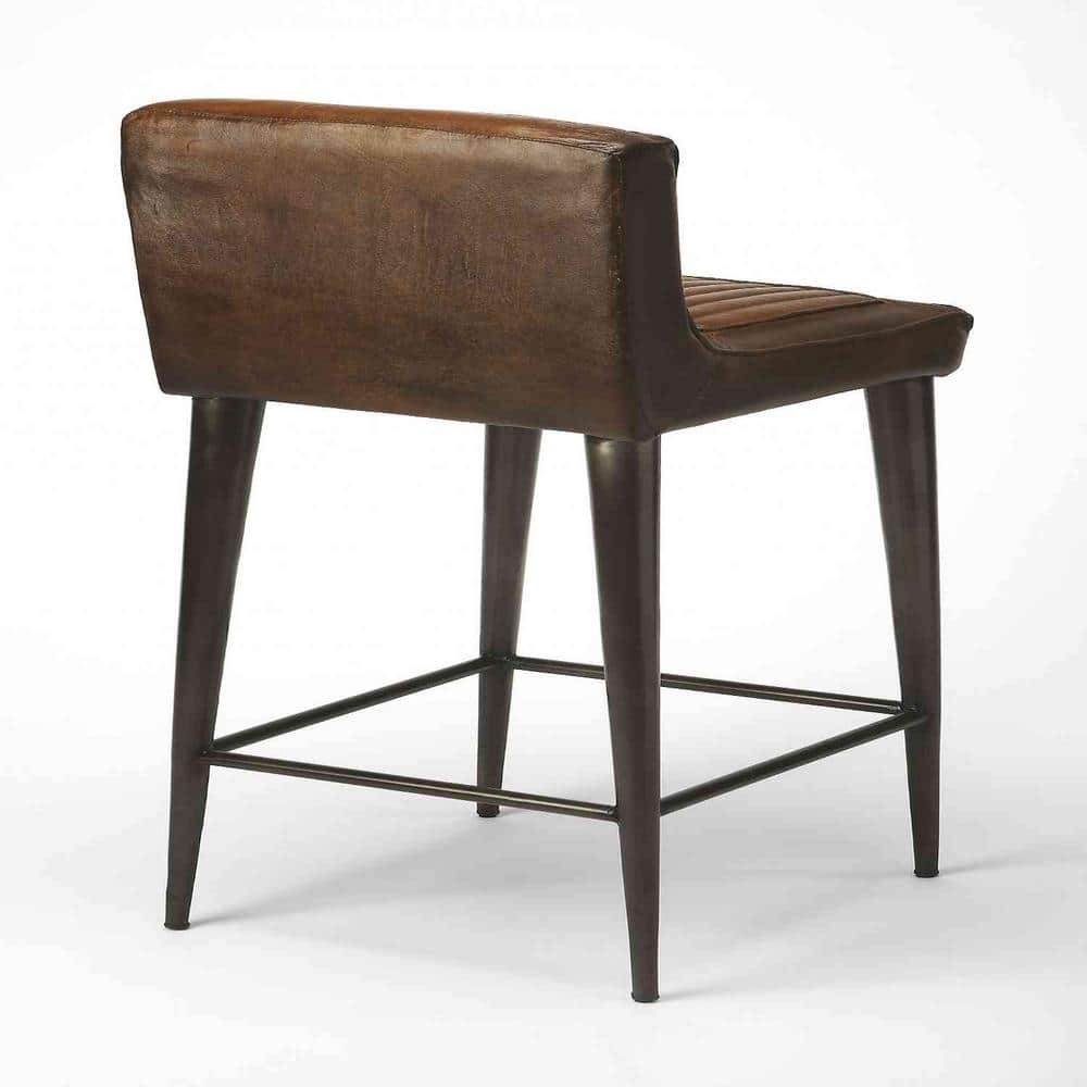 HomeRoots Amelia 42 in. H Brown Low Back Metal/Wood Bar Height (28-33 in.) Bar Stool - 2