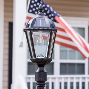 Royal Bulb Series Single Black Integrated Led Solar Post Light with 3 in. Fitter and GS Solar LED Light Bulb
