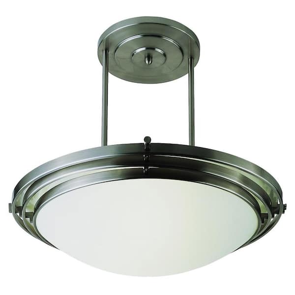 Bel Air Lighting Cabernet Collection 1-Light Brushed Nickel Semi-Flush Mount Light with White Frosted Shade