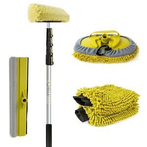 Car Wash Cleaning Kit and 24 ft. Extension Pole Soft Car Scrub Brush Car Squeegee Wash Mitts Microfiber Cleaning Head