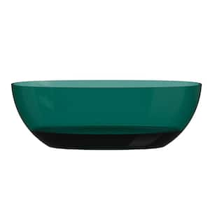 66.9 in. x 29.5 in. Resin Translucent Freestanding Oval Soaking Bathtub with Center Drain in Turquoise