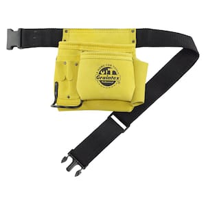 5-Pocket Nail and Tool Pouch with Yellow Suede Leather Belt