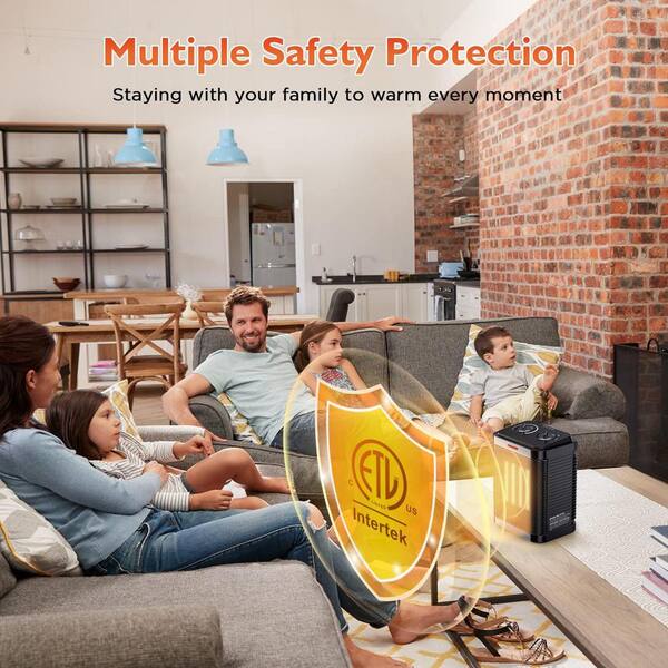 1500W Portable Ceramic Space Heater With Thermostat - Safe Tip-Over Protection