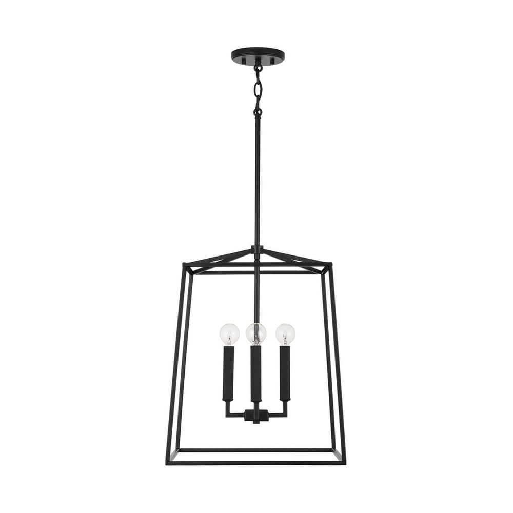 Thea 60-Watts 4-Light Matte Black Lantern Foyer Pendant Light, No Bulbs Included price history on PriceWatchPro