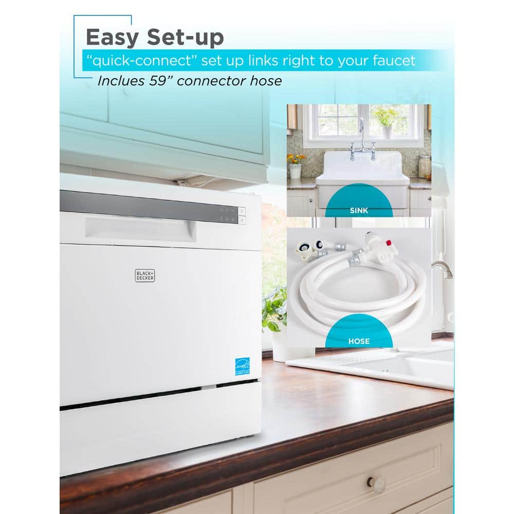 White Stainless Steel Portable Countertop Dishwasher for RV