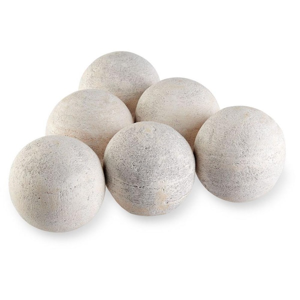 American Fire Glass 4 in. Cottage White Lite Stone Fire Balls (Set of 6)