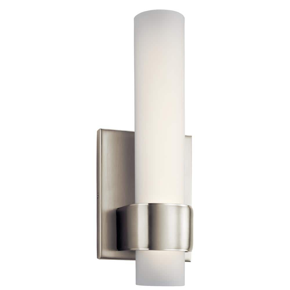 KICHLER Izza 21-Watt Brushed Nickel Integrated LED Bathroom Indoor Wall Sconce Light with Frosted Glass Shade -  83746
