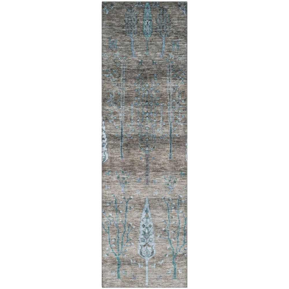 Mayfield Premium Machine Washable Abstract AMF1922 Brown 2 ft. x 7 ft. Runner Rug price history on PriceWatchPro
