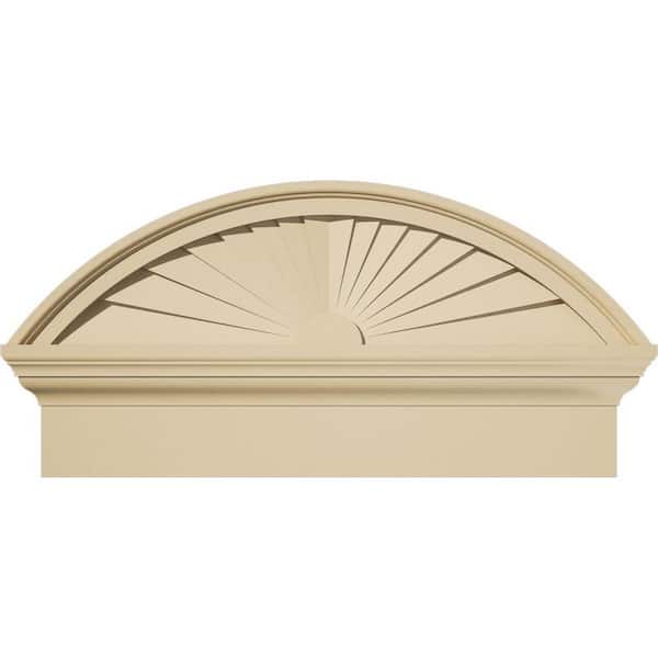 Ekena Millwork 26-in W x 13-3/8-in H x 2-3/4-in P Segment Arch Sunburst Signature Urethane Combination Pediment, Primed Tan
