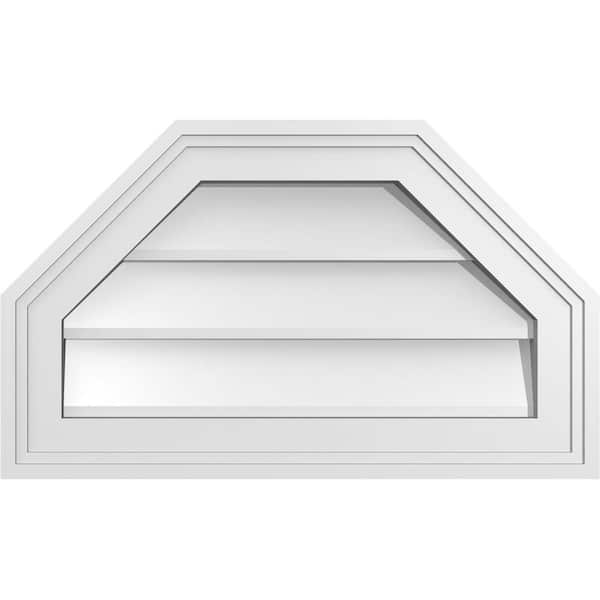 Ekena Millwork 20 in. x 12 in. Octagonal Top Surface Mount PVC Gable Vent: Decorative with Brickmould Frame