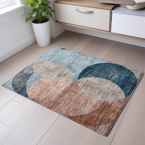 Mayfield Premium Machine Washable Abstract AMF1140 Rust 2 ft. x 3 ft. Area Rug