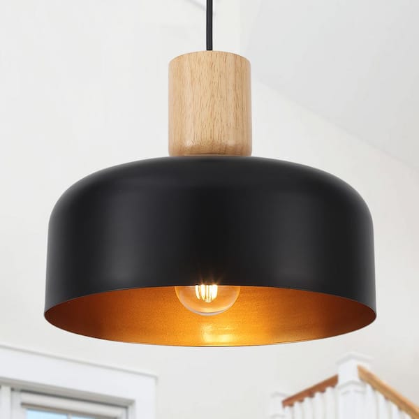 Lwytjo 1 Light Black Industrial Pendant Light With Metal Shade For