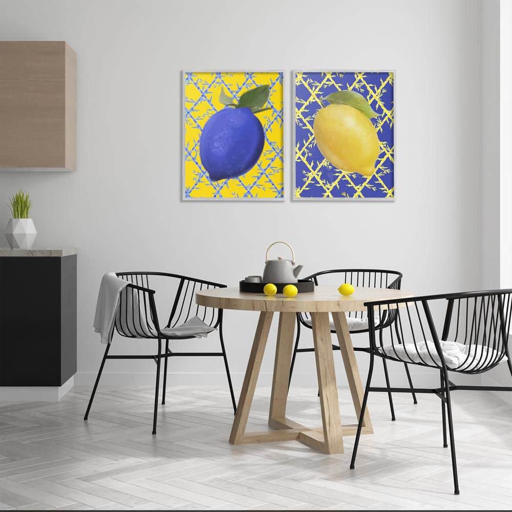 Bold Blue & Yellow Lemons by Matthew Piotrowicz 2 Piece Gray Framed Food Giclee Art Print 20 in. x 16 in. price history on PriceWatchPro