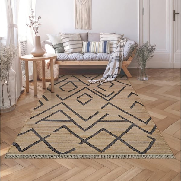 Cosmoros Himba Jute Natural 8 x 10 ft. Abstract Bohemian Area Rug