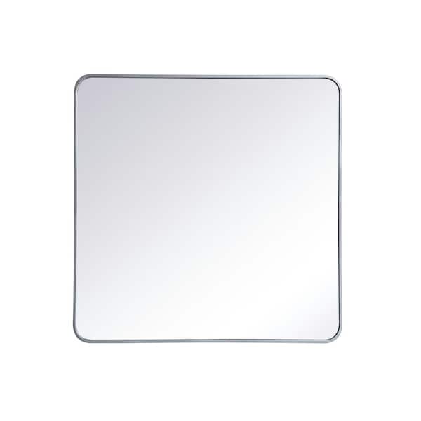 Unbranded Timeless Home 36 in. W x 36 in. H x Modern Soft Corner Metal Rectangle Silver Mirror