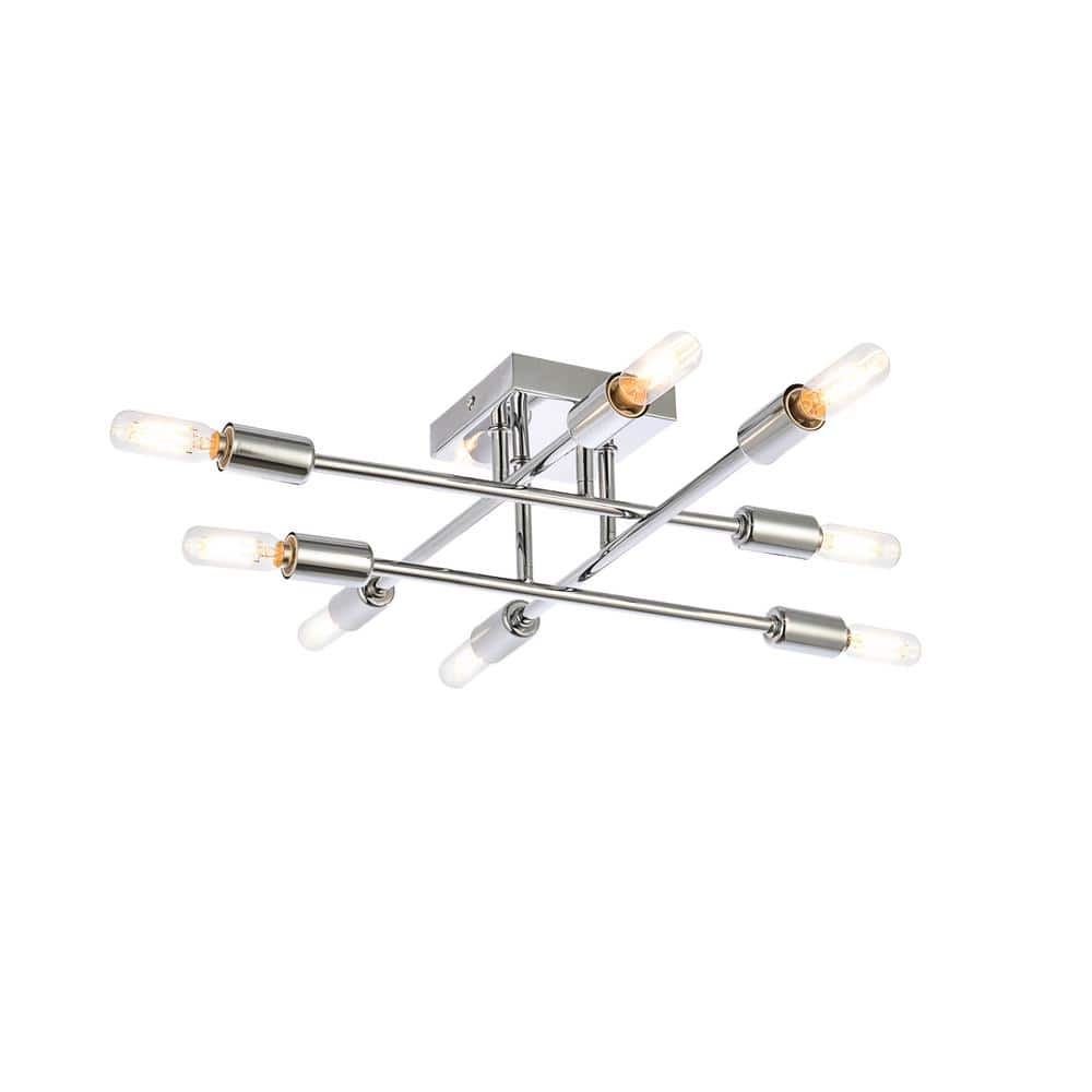 Timless Home 19.1 in. 8-Light Midcentury Modern/School House Chrome Flush M
