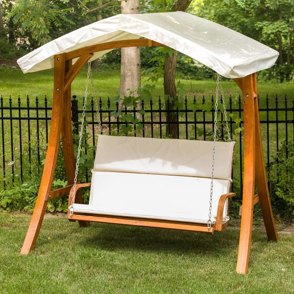 Leisure Season Wooden Patio Swing Seater with Canopy