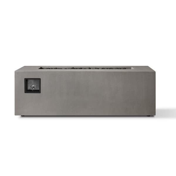 Matteau 60 in. x 19 in. Rectangle Concrete Composite Propane Fire Table in Flint with Vinyl Cover