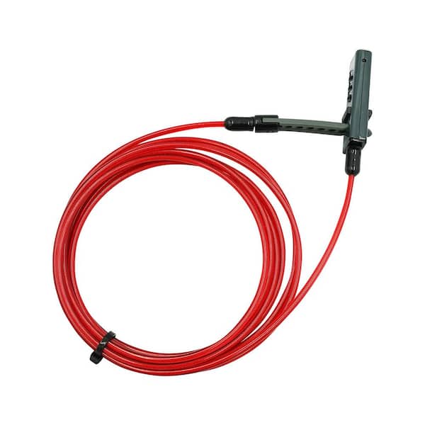 OTTER, Integrated Combination Deterrence Cable Lock, 10 ft. x 4 mm Braided Steel with Red Vinyl Coating