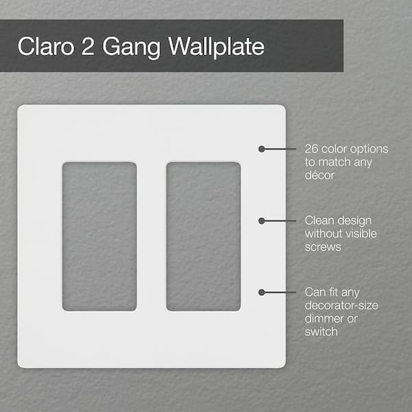 Claro 2 Gang Wall Plate for Decorator/Rocker Switches, Gloss, Ivory (CW-2-IV) (1-Pack)