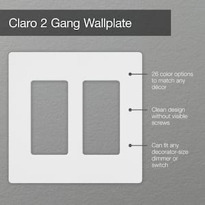 Claro 2 Gang Wall Plate for Decorator/Rocker Switches, Satin, Palladium (SC-2-PD) (1-Pack)